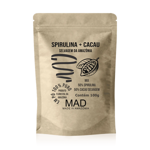 Spirulina com Cacau Selvagem da Amazônia 100g MAD