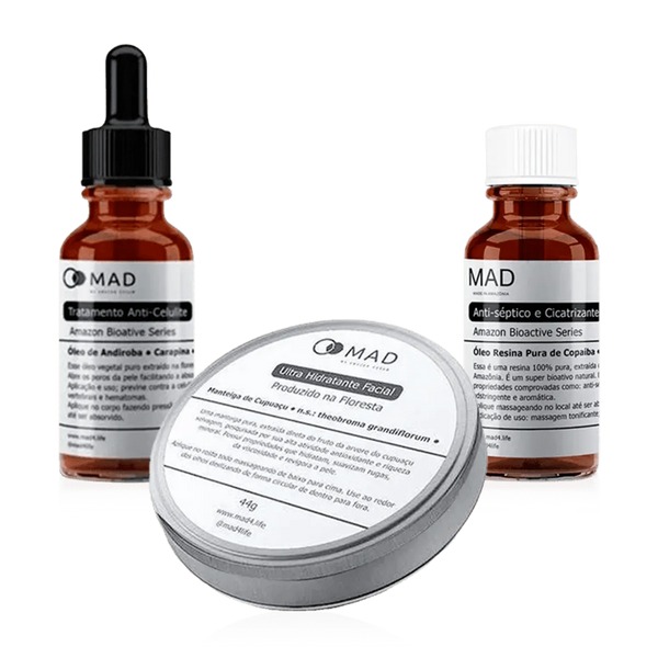 Kit Vitalidade da Pele - Copaíba 30ml + Andiroba 30ml + Manteiga de Cupuaçu 44g Hidratante Facial MAD